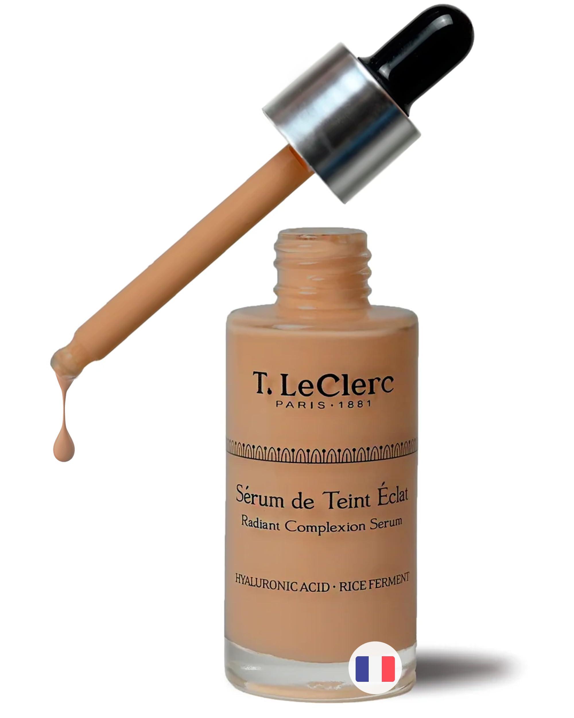 T. LeClerc Sérum Teinté Éclat Anti-Âge 30 ml – N°11 Pécan - Fluide à l’Acide Hyaluronique – Double action - fond de teint léger + anti âge - Effet Seconde Peau – Teint Lumineux & Unifié