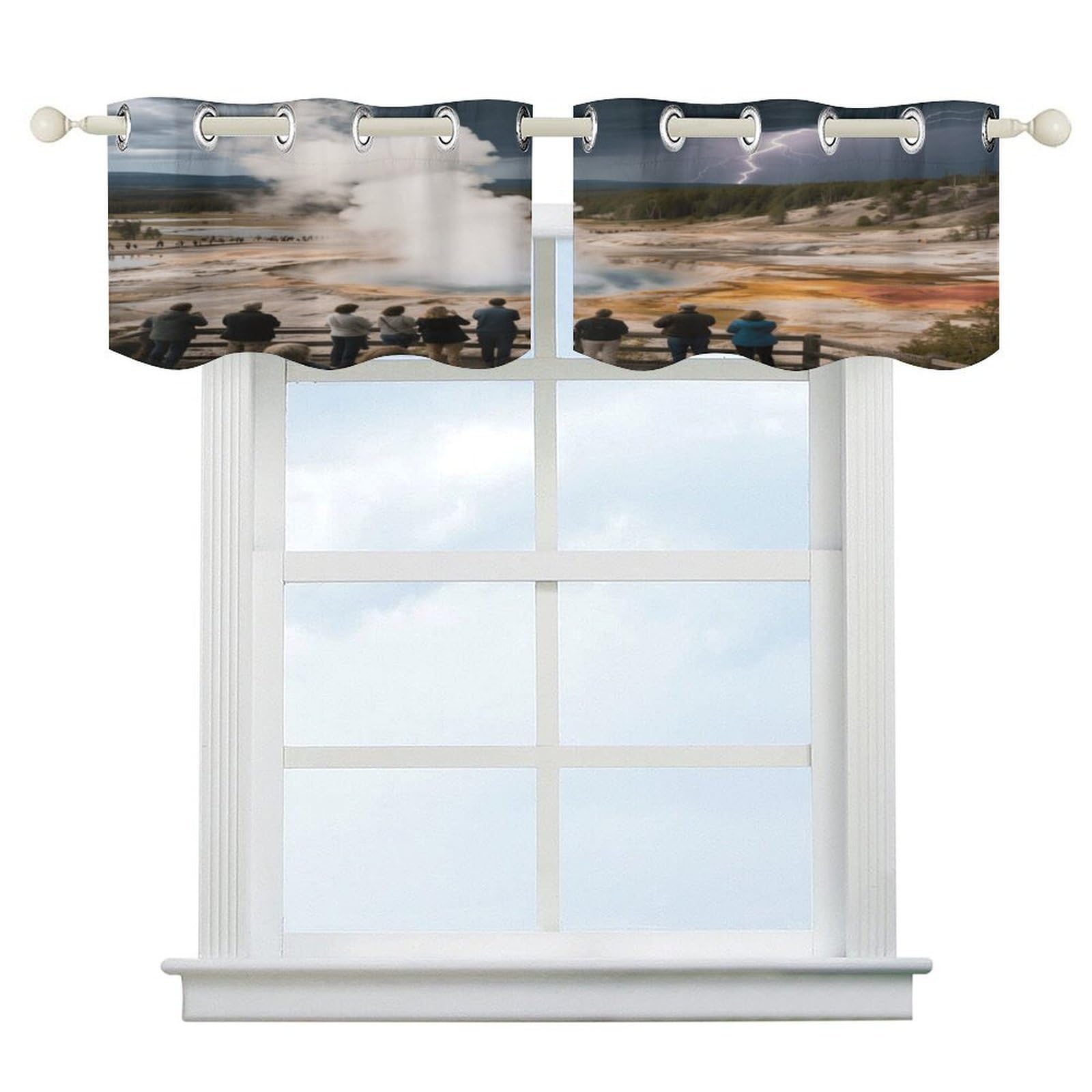 Fekiloot Style Geyser Geothermal Landscapes Short Curtains Valance Curtain