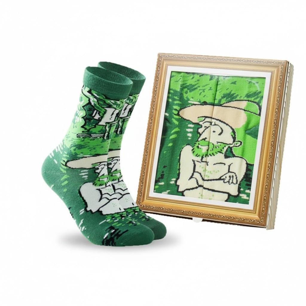 [Pupule holomua] レディース 額縁 アート おもしろ 靴下 クルー 丈 ソックス くつ下 絵画 くつした ボックス ギフト サプライズ プレゼント