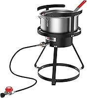 Vista 1 de Gas One Freidora de propano con olla de freidora de 10 cuartos de galón, cesta coladora de aluminio de alta calidad para alitas de pollo y mariscos