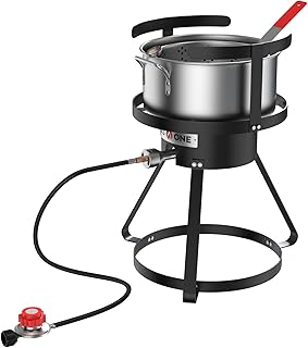 GASONE Gas One Propane Deep Fryer with 10Qt Deep Fryer Pot – High Grade Strainer Basket Aluminum Pot for Fish Fry Chicken Wings