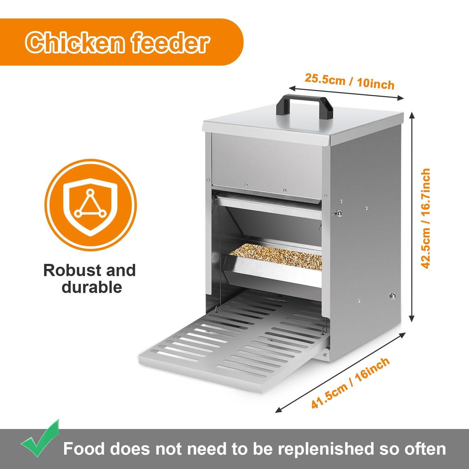 Futterautomat Hühner 5kg Feedomatic Automatischer Futtertrog mit Edelstahldeckel & Pedalzufuhr,2x Futterautomat Hühner Rattensicher Futterspender rutschfestem