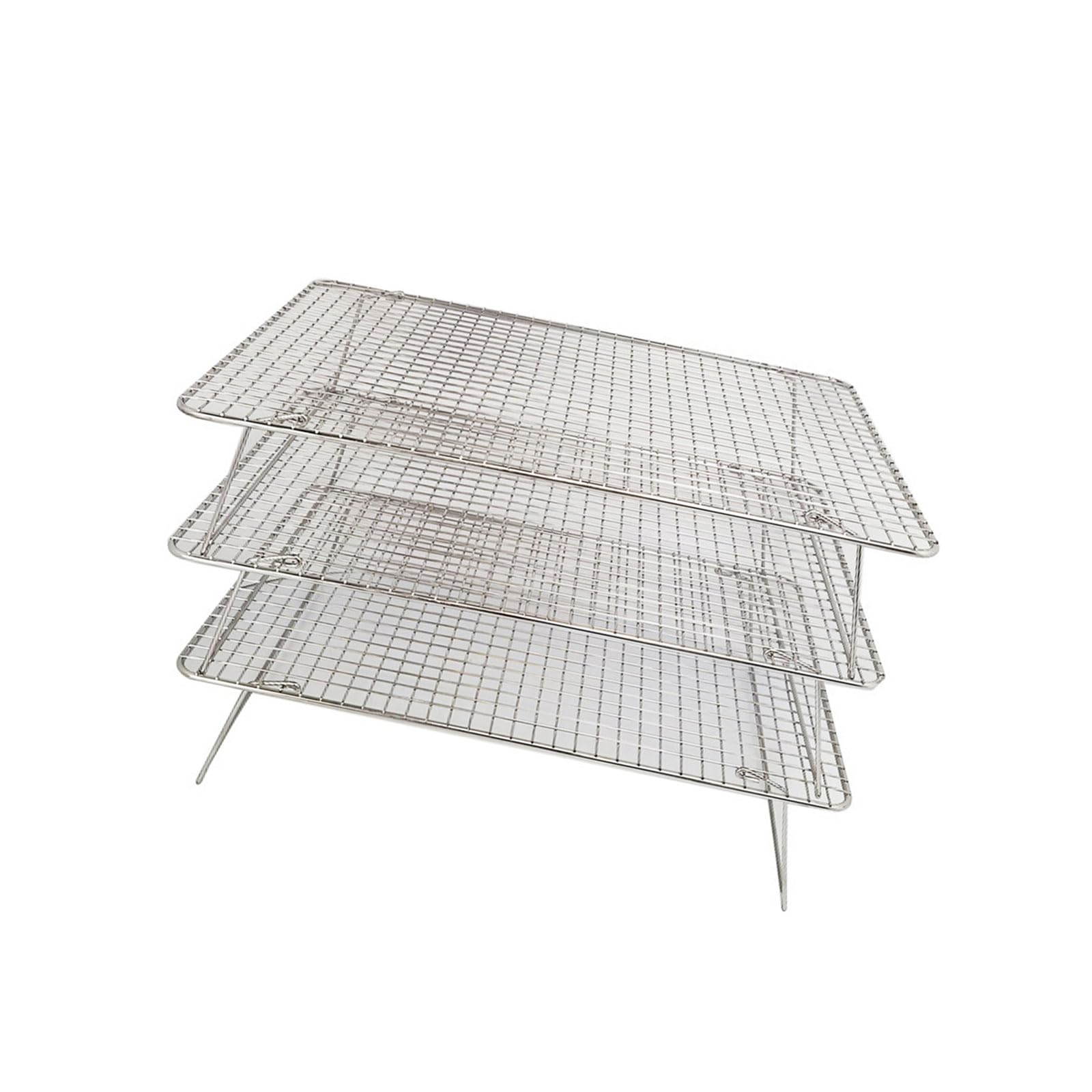 ZBIianxer 304 Stainless Steel Baking Cooling Stand 3 Sections for Cakes Breads Long Lasting and Space Saving Home Kitchen Baking Tool