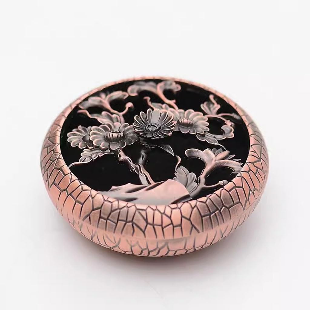 Incense Holder Base Incense Burner Household Indoor Chinese Style Aromatherapy Antique Copper Plate Gift(C)