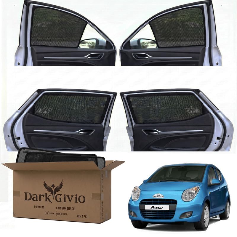 Image of Car Window Sun Shade Protector for A Star | Exact Fit Non-Magnetic Half Cut Sunshade (Set of 4 /6) | UV Blocker Side Window Car Curtains & Interior Accessory