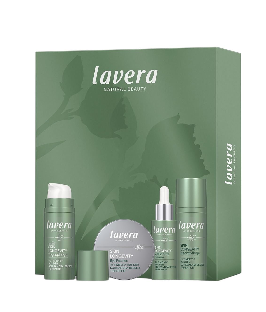 lavera Skin Longevity Routine Set Gesichtspflege Set mit Bio-Pflanzenextrakten Hyaluron für elastische gepflegte Haut Feuchtigkeit Regeneration Naturkosmetik Komplettset