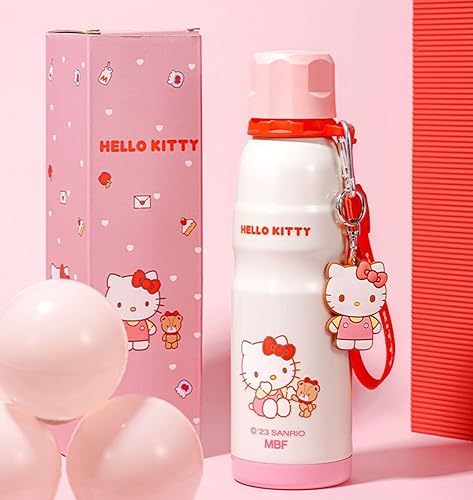 Miniatura 5 de Hello Kitty - Botella de agua aislada de acero inoxidable con llavero y correa, color rosa, 20.3 fl oz