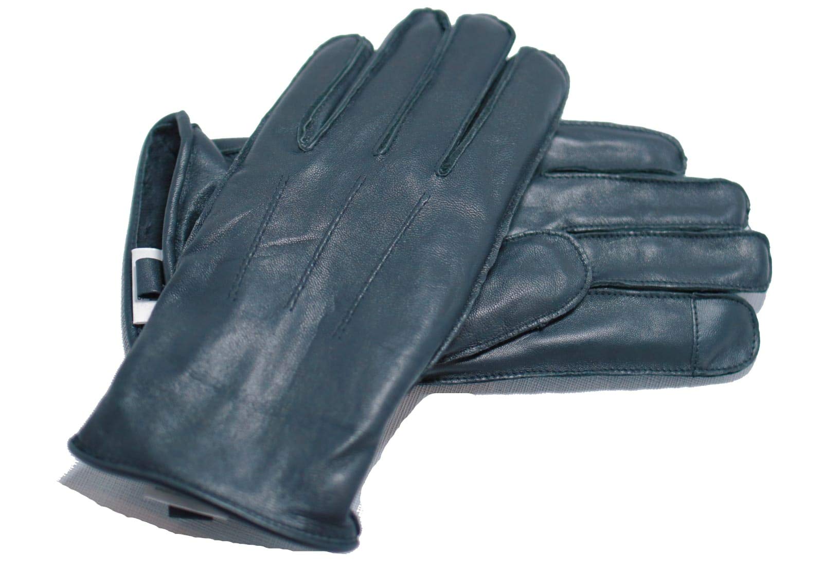 Leather Winter Gloves Men, Genuine Sheepskin Leather, Fleece Lining (Black, Medium}