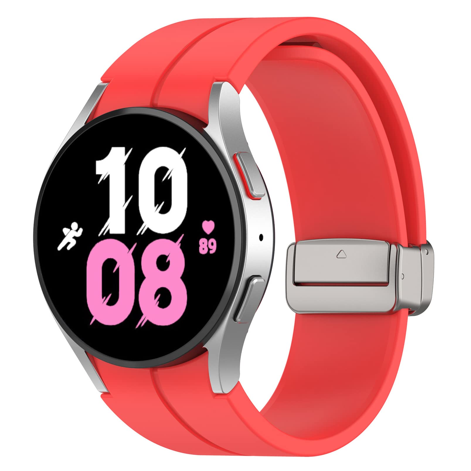 Silicone Magnetic Band for Samsung Galaxy watch 7/6/5/4/FE Band 40mm 44mm/Galaxy Watch 6 4 Classic Bands 47mm 43mm 46mm 42mm/Watch 5 Pro 45mm Women Men,Sport Strap Wristbands No Gap Bracelet Correa