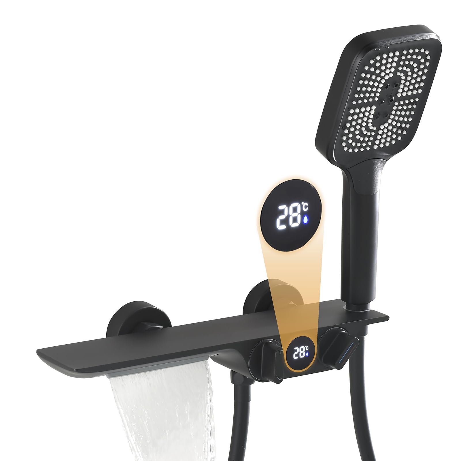 Badewannenarmatur mit Handbrause, Wasserfall Badewannenarmatur