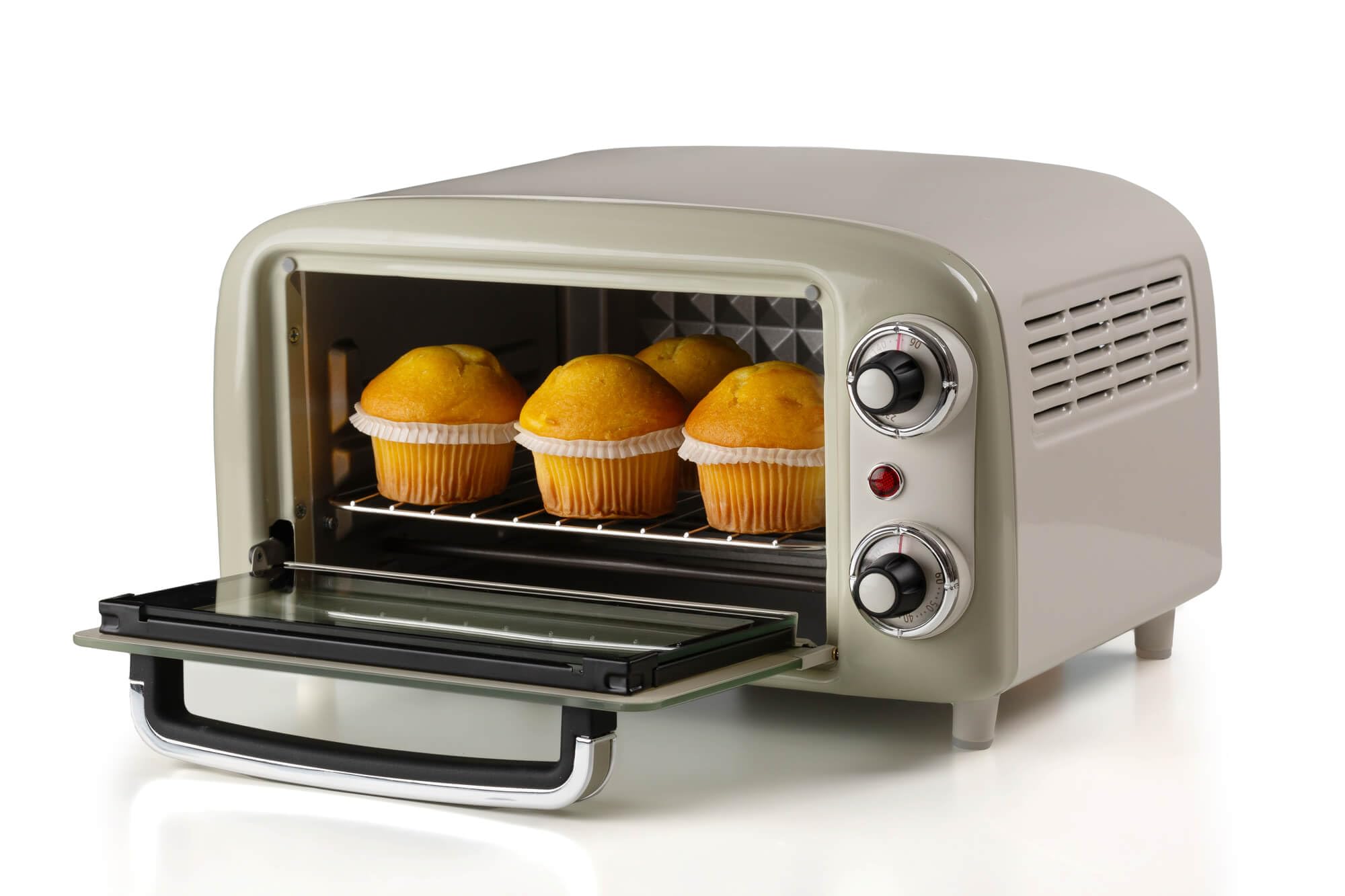 Ariete 3919 Vintage Minibackofen, 10 L, 800W, 230°C, 60-Minuten-Timer, Edelstahl-Grill, Doppelverglasung, Beige
