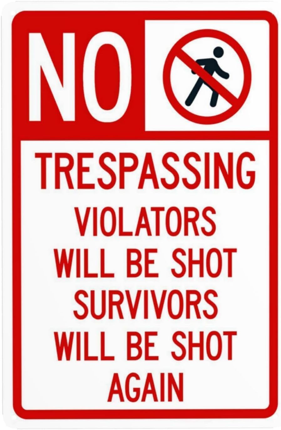 Bdeyfg Colour7 Violators Will Be Shot Survivors Will Be Shot Again Warning Metal Sign Tin Signs Aluminum Plaque For Outdoors Use Yard Farm Fence Home Wall Decor 8X12 Inch