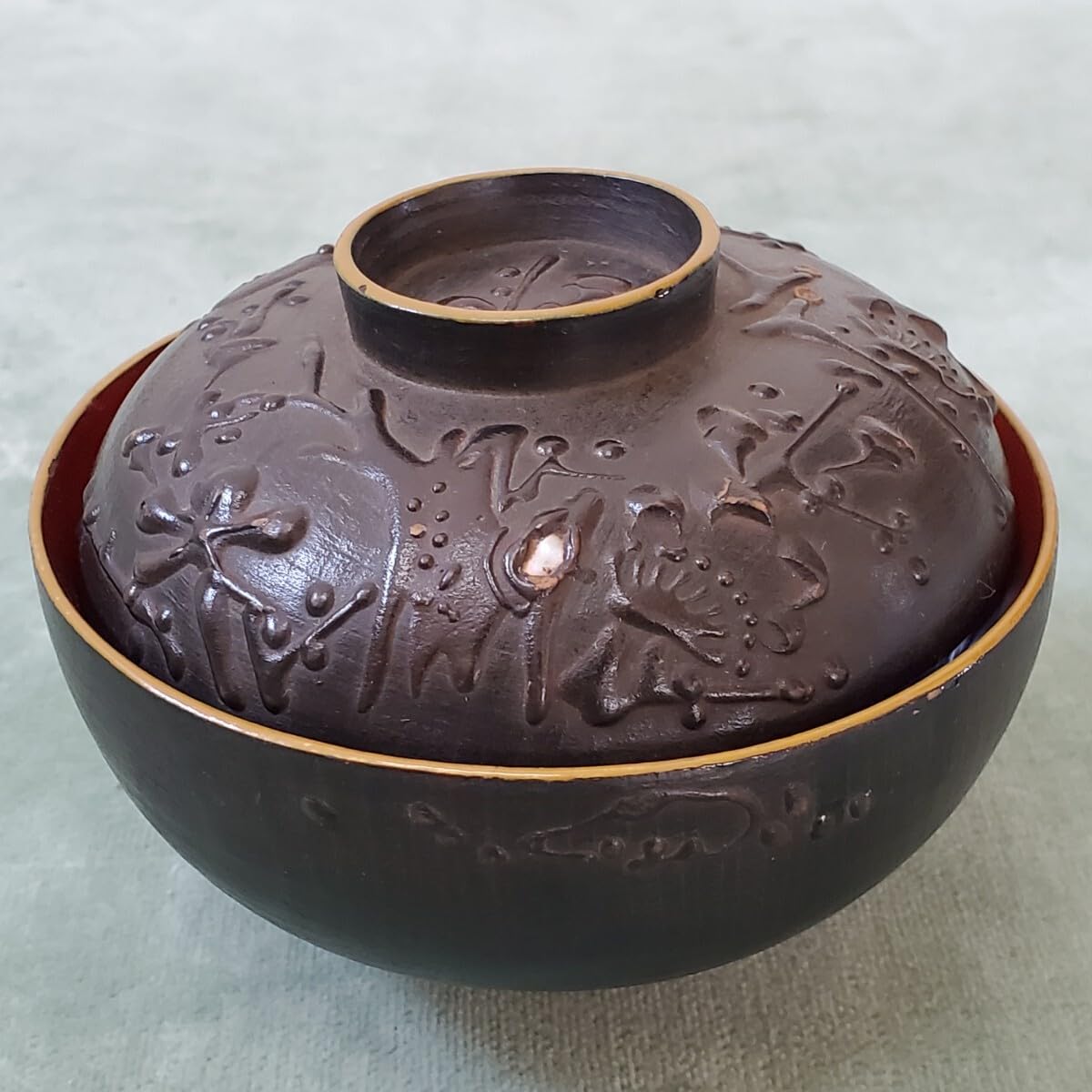 今ちゃん 骨董 お椀 会津塗 鉄錆塗り螺鈿 10つ 鉄錆塗 - 会津塗と郷土