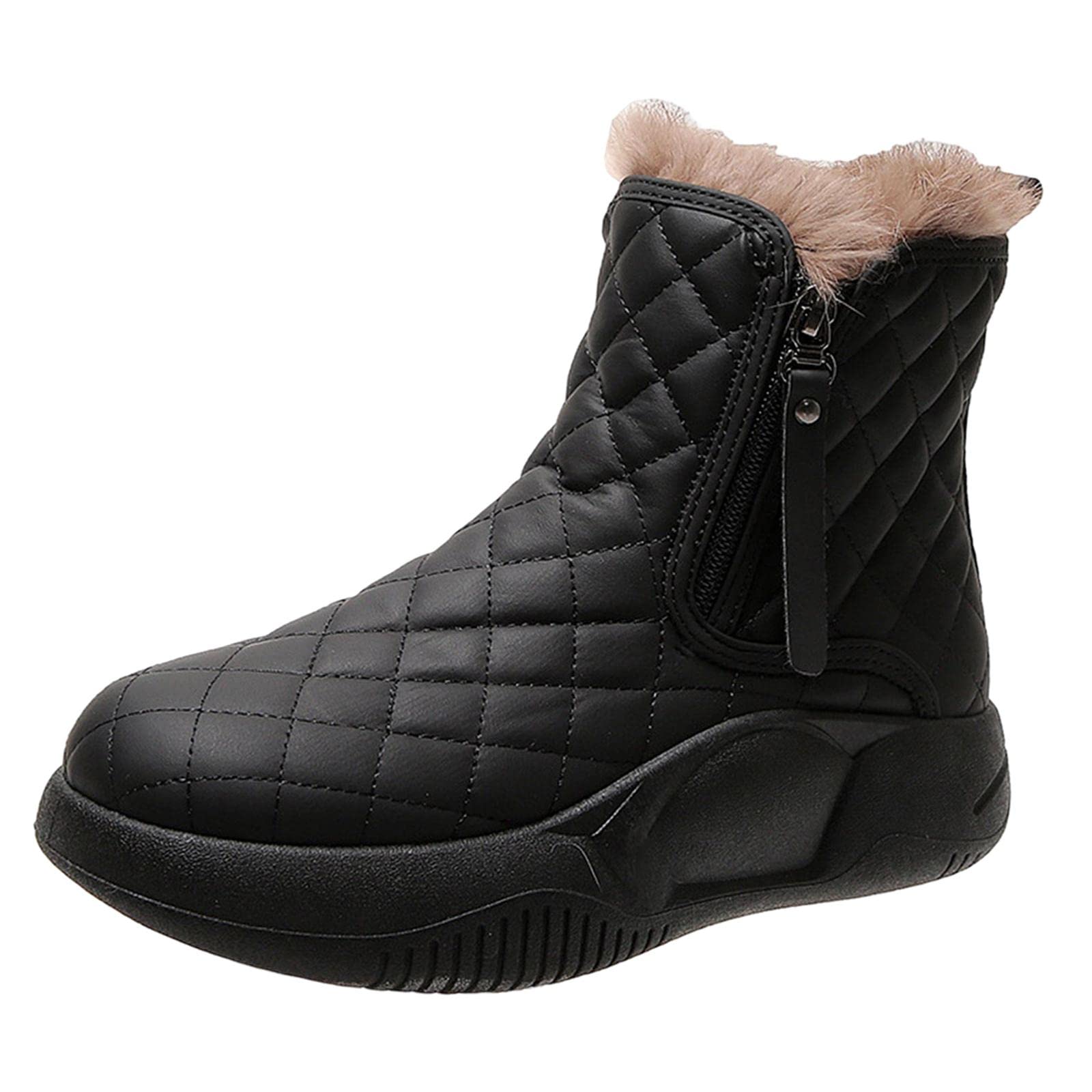 kowaku Bottes D'hiver Antidérapantes, Chaudes, à Semelle épaisse, Fermeture éclair, Confortables et Imperméables, Idéales pour La Randonnée, noir, 37
