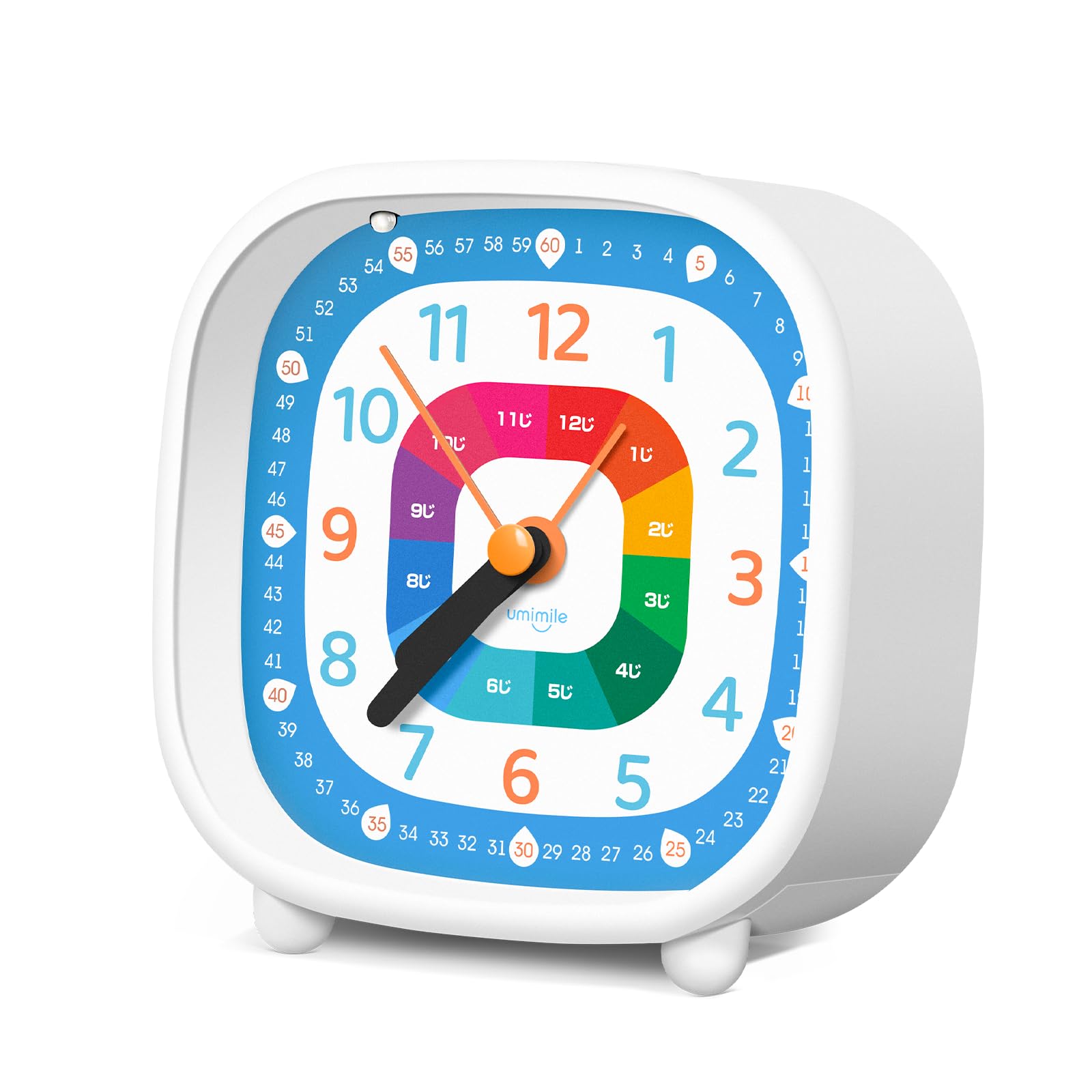 Umimile 目覚まし時計 知育時計 子供 置き型時計 連続秒針 静音 ライト付き スヌーズ機能 見やすい 男の子/女の子 小学生 卓上 勉強用 ブルー
