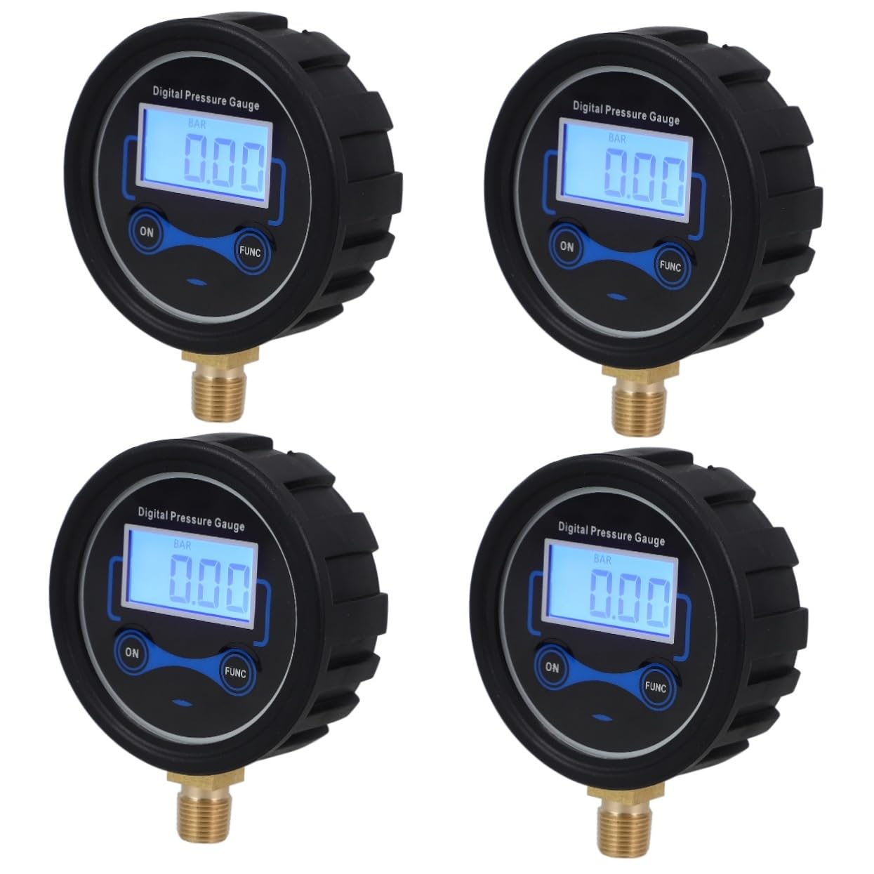 Zerodeko 4 Piezas Manómetro de pantalla digital herramienta manómetro de presión de neumáticos medidor de presion de neumaticos probador de presión de neumáticos de coche el plastico Negro