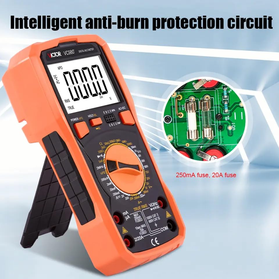 VICTOR VC980+ Digital Multi-Meter 19999 Counts Intelligent Protection Large capacitance and Resistance True RMS Backlight Tester(VICTOR VC980+)