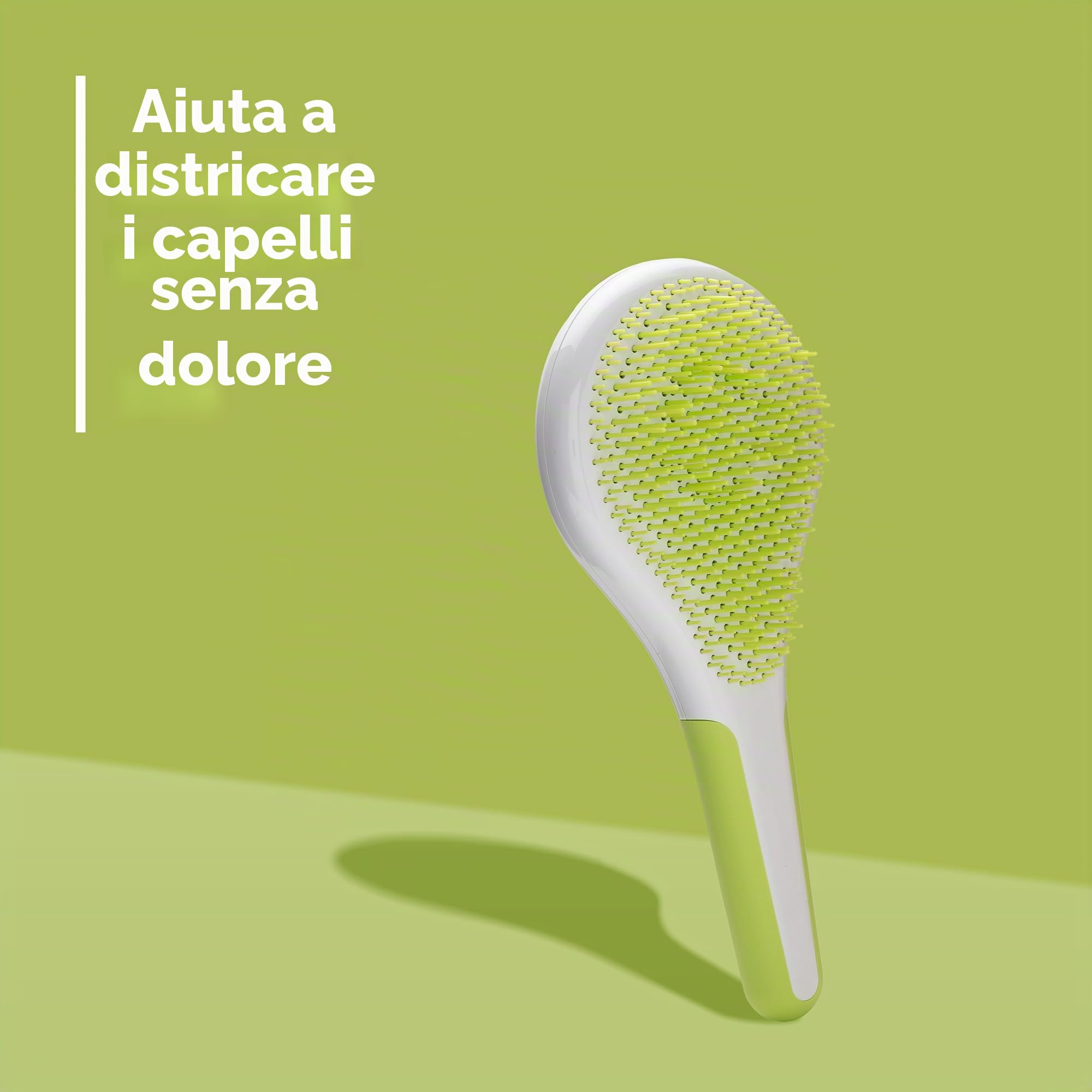 Michel Mercier Districante per Capelli Bagnati e Asciutti - Manico Antiscivolo per Capelli Sani e Brillanti - Capelli Regolari - Verde-Bianco - 1 pc