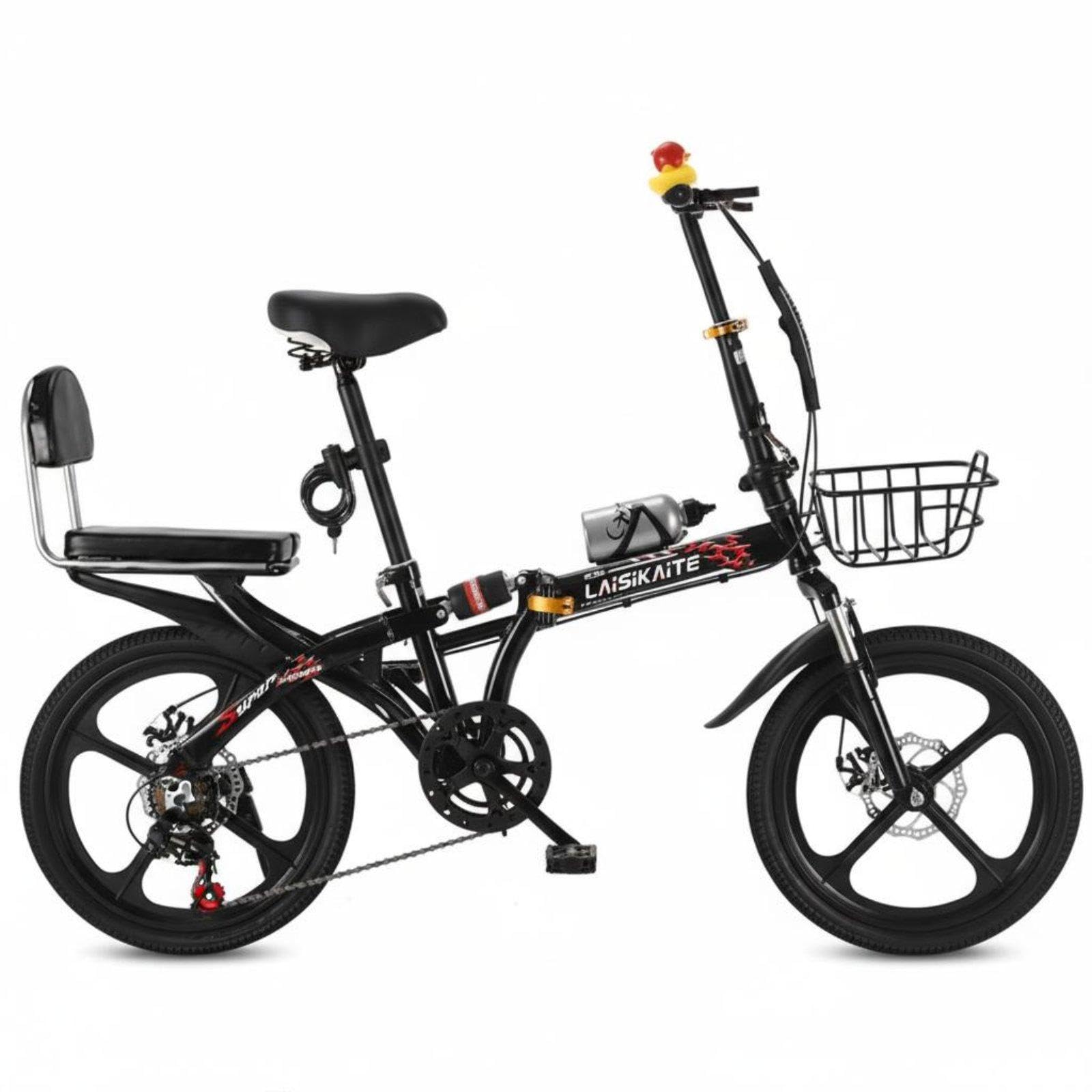 Variable Speed Folding Bike Foldable Folding Cycle Installation Portable Cycle for Students, Commuters, Commuting, Travel 20 Inch Ss 3-Spoke Blk-image-49