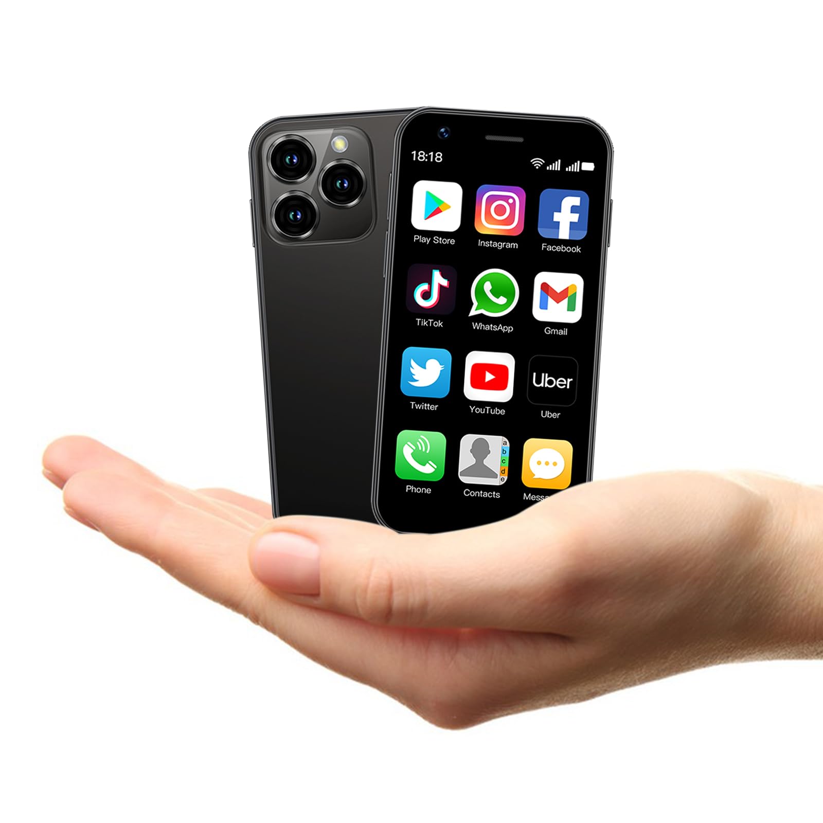 Mini Phone XS15 3.0inch Small Smartphone,2G+16G,Android 8.1 Super Cute Phone,Cute Palm Child Smartphone,Dual SIM,HD Cameras,Face ID,Gift for Kid