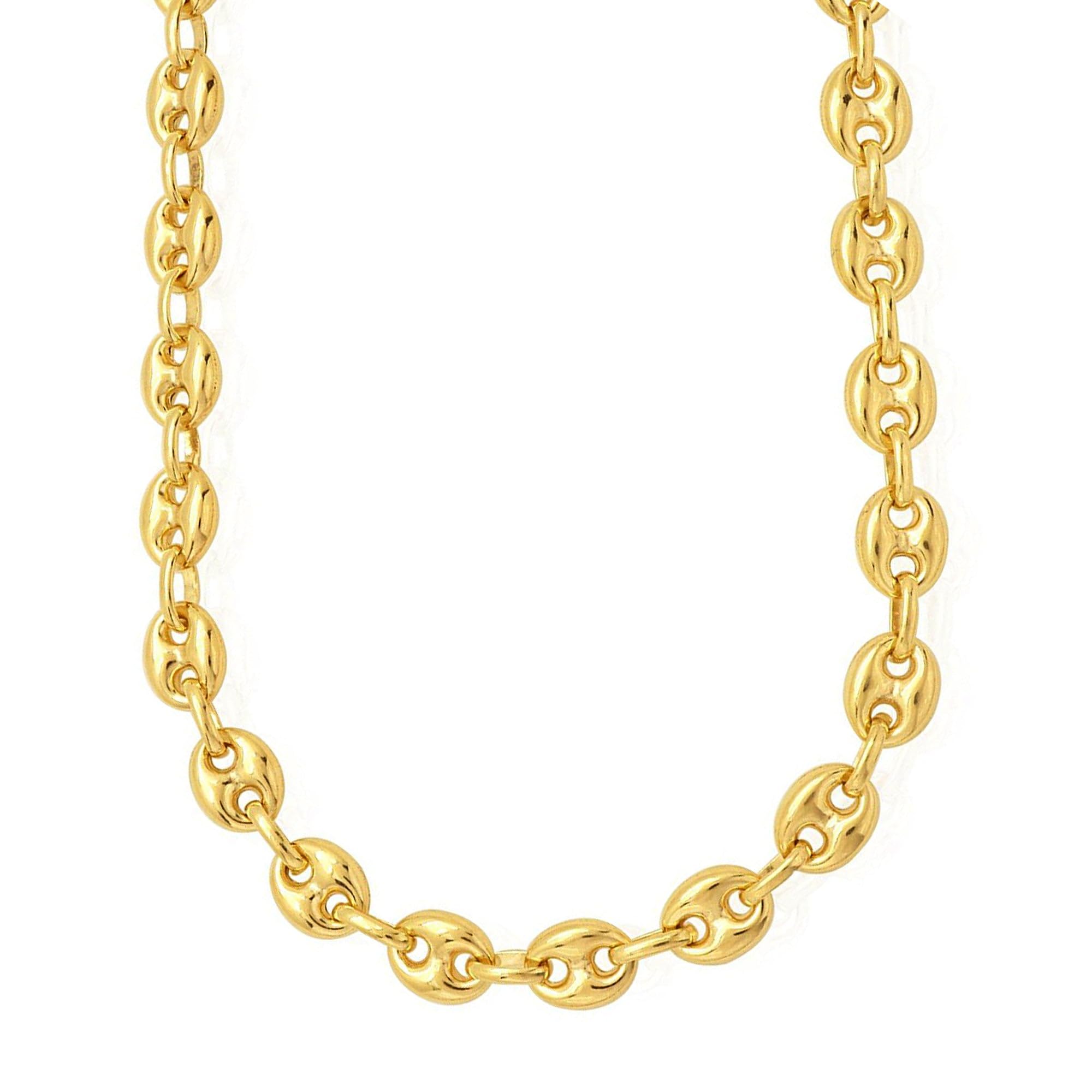 14 K giallo oro soffiato Mariner Link Chain Necklace, 11 mm e Oro giallo, colore: Yellow