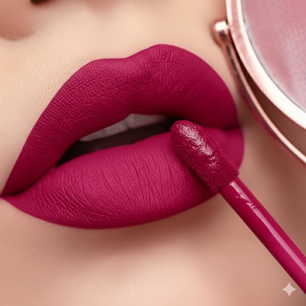 Liquid Lipstick, Matte Finish, Berry Pink Shade, Long-Lasting Lip Color-image-41
