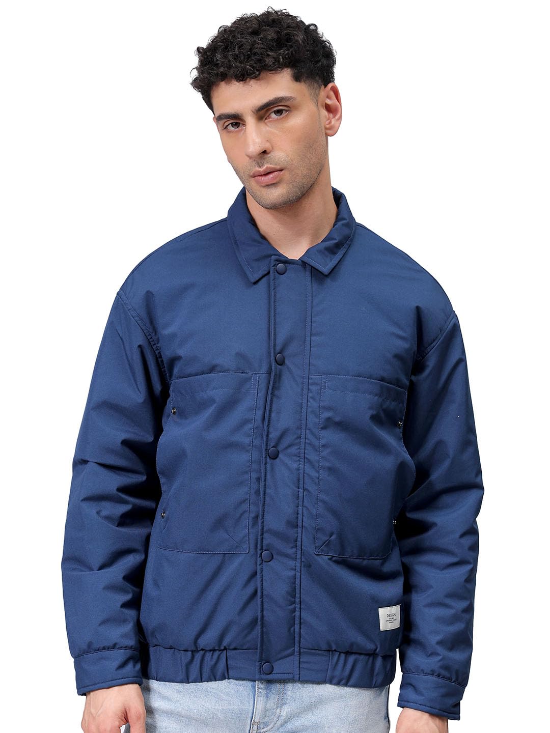 the indian garage co Men's Polyester Standard Length Slim Fit Solid Puffer Jackets-picture-22