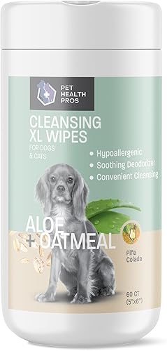 Miniatura 1 de Toallitas de aloe y avena para mascotas para gatos y perros, toallitas para patas y traseros, toallitas de limpieza suave para la piel y el pelaje