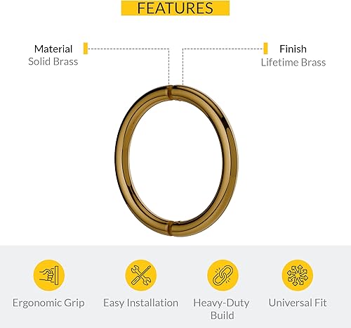 Miniatura 47 de BRIXWELL HC-6BTB-ACP - Manija de puerta de ducha de estilo circular de centro a centro de 6 pulgadas, montaje trasero con cobre antiguo