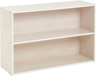 ECR4Kids Streamline 2-Shelf Kids Bookshelf Storage Cabinet 24in White Wash - Montessori Toy Organizer for Playroom Classroom
