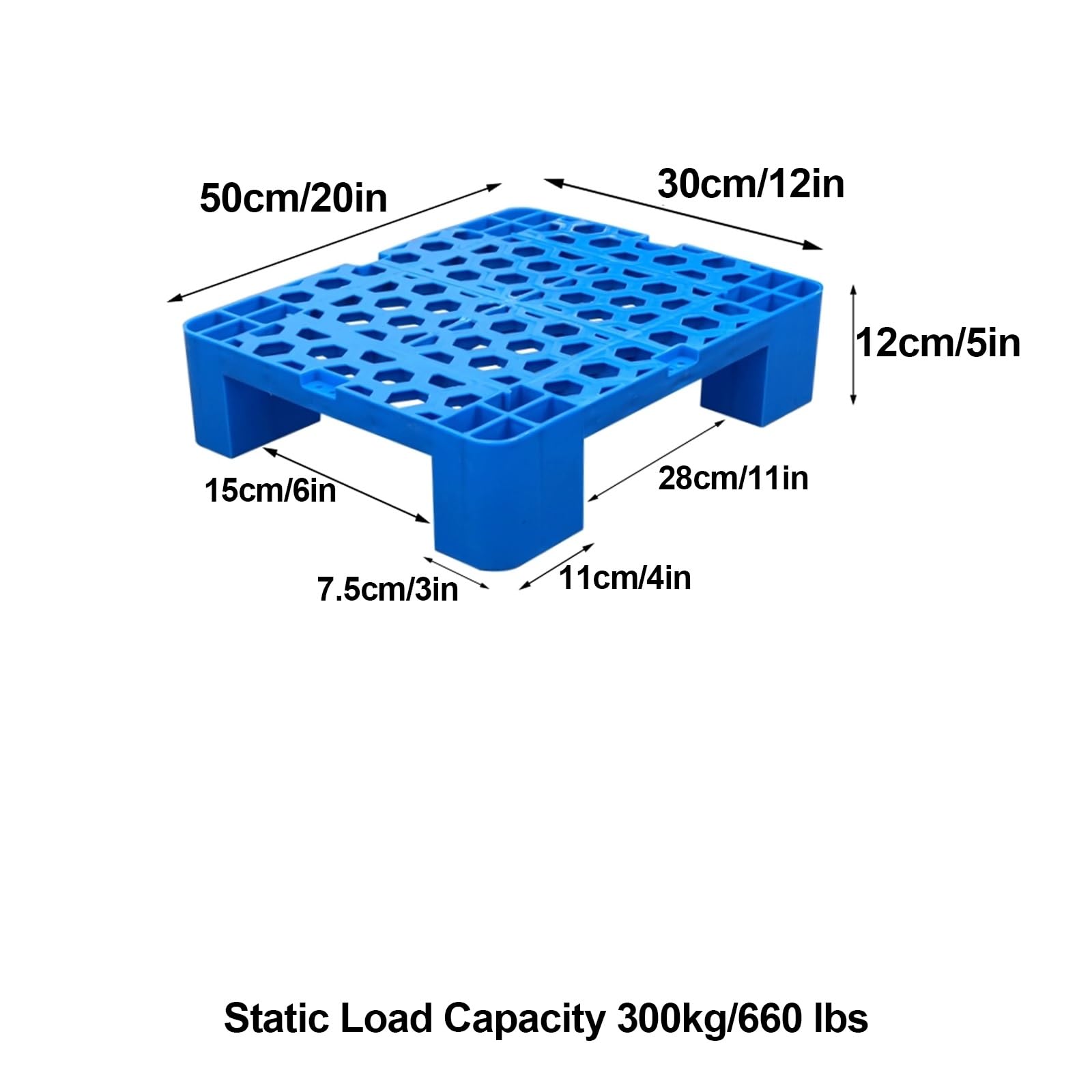 Pallet in plastica ABS resistente per cantina e garage, design ventilato, impilabile, capacità di carico 299,4 kg, ideale per l'organizzazione di cucine e supermercati (50,8 x 35,6 x 12,7 cm)