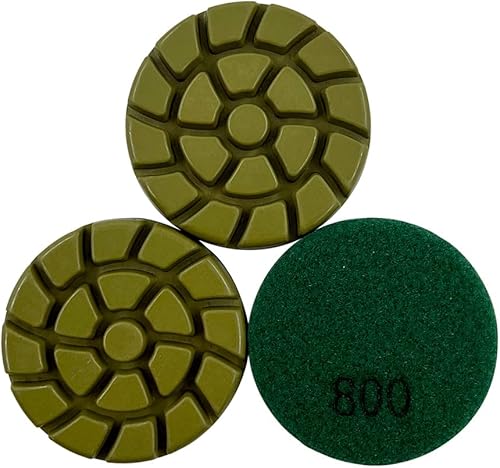 Miniatura 42 de Almohadillas de pulido de diamante de resina de 3 pulgadas, resina oscura, juego de 3, altura de segmento de 0.236 in, seco o húmedo, grano #50