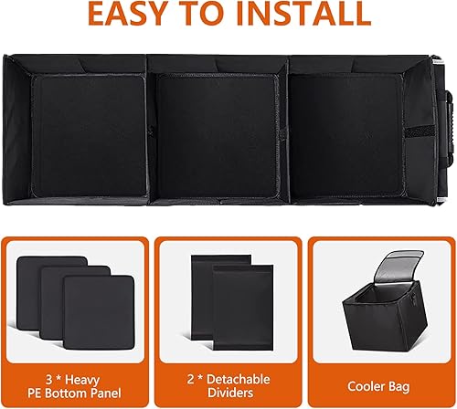 Miniatura 5 de Organizador de maletero de automóvil con bolsa térmica aislada a prueba de fugas, 4 en 1, organizador de almacenamiento portátil impermeable con