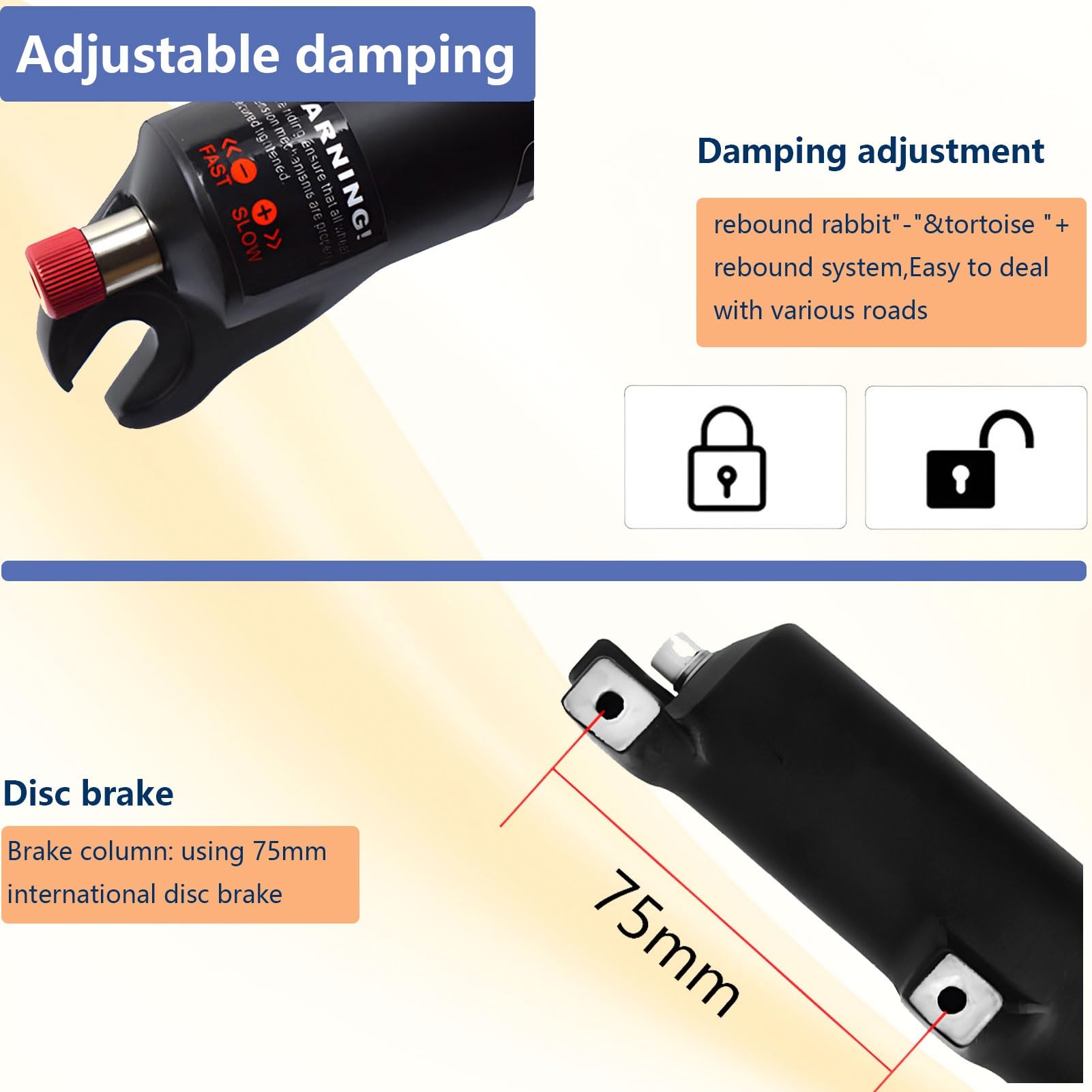Horquilla de suspensión XQ de 26/27,5/29 Pulgadas, 160 mm de Recorrido, Ajuste de Rebote QR de 9 mm, 1-1/8" de sección Recta/cónica, Delantera para MTB XC.