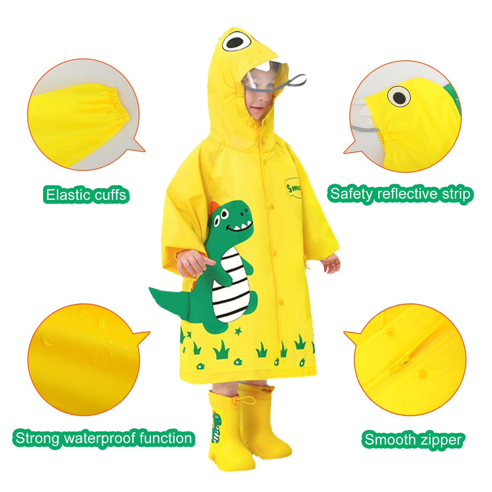 Bambini Poncho Antipioggia Impermeabile Mantello Antipioggia Pieghevole Impermeabile Bambini Carino Impermeabile Leggero Zaino Di Scuola Hoodied Impermeabile