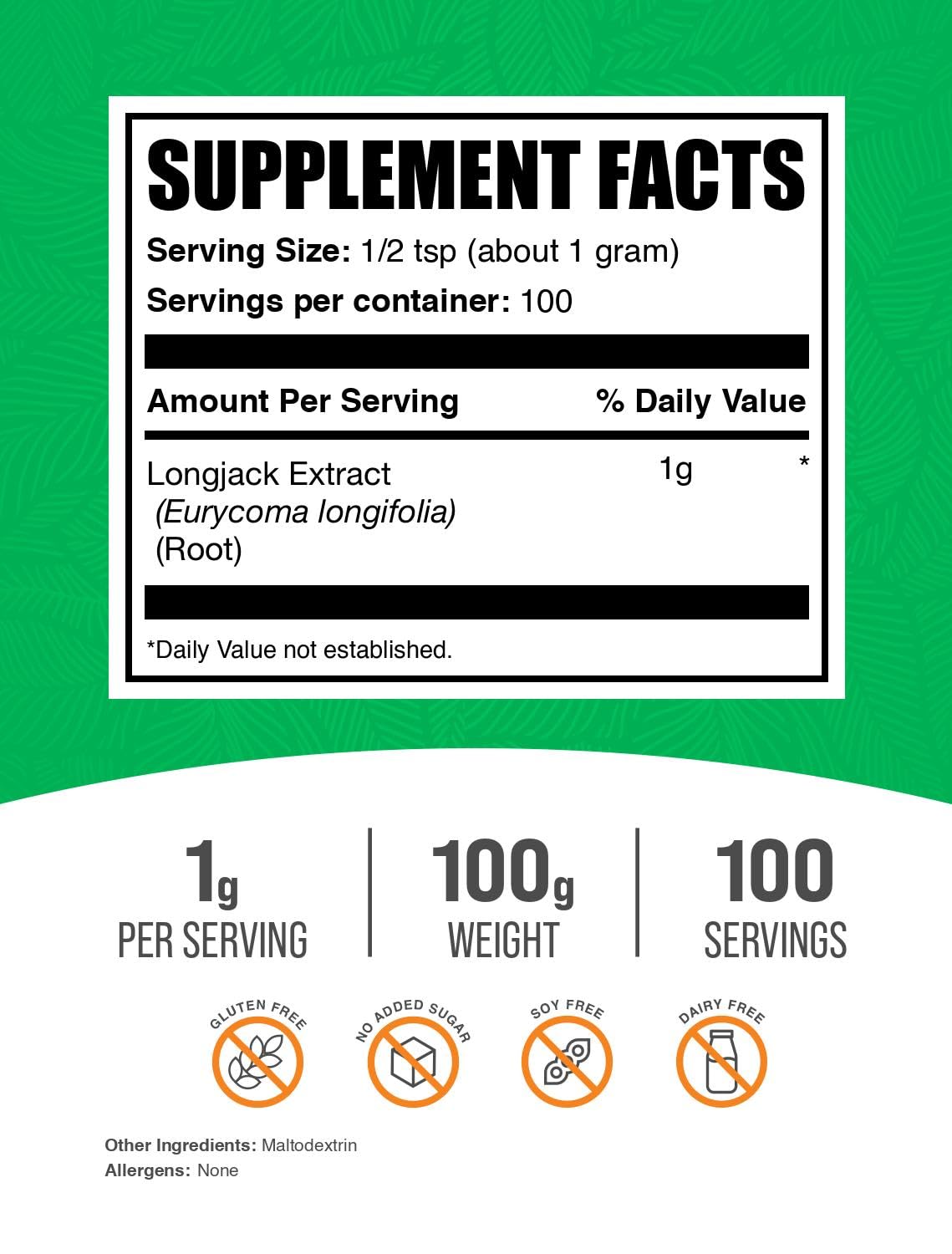BulkSupplements.com Longjack Extract Powder - Tongkat Ali Extract, Tongkat Ali for Men & Women - Gluten Free, 1g per Serving, 100g (3.5 oz) (Pack of 1) — Amazon image 2