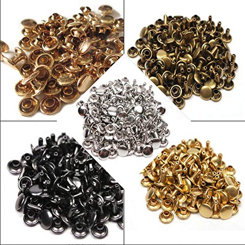 360 Sets Leather Rivets, Double Cap Rivets For Fabric, With Setting Tool Kit For Crafts Repairs/Clothing/Belts Strap #TOP4