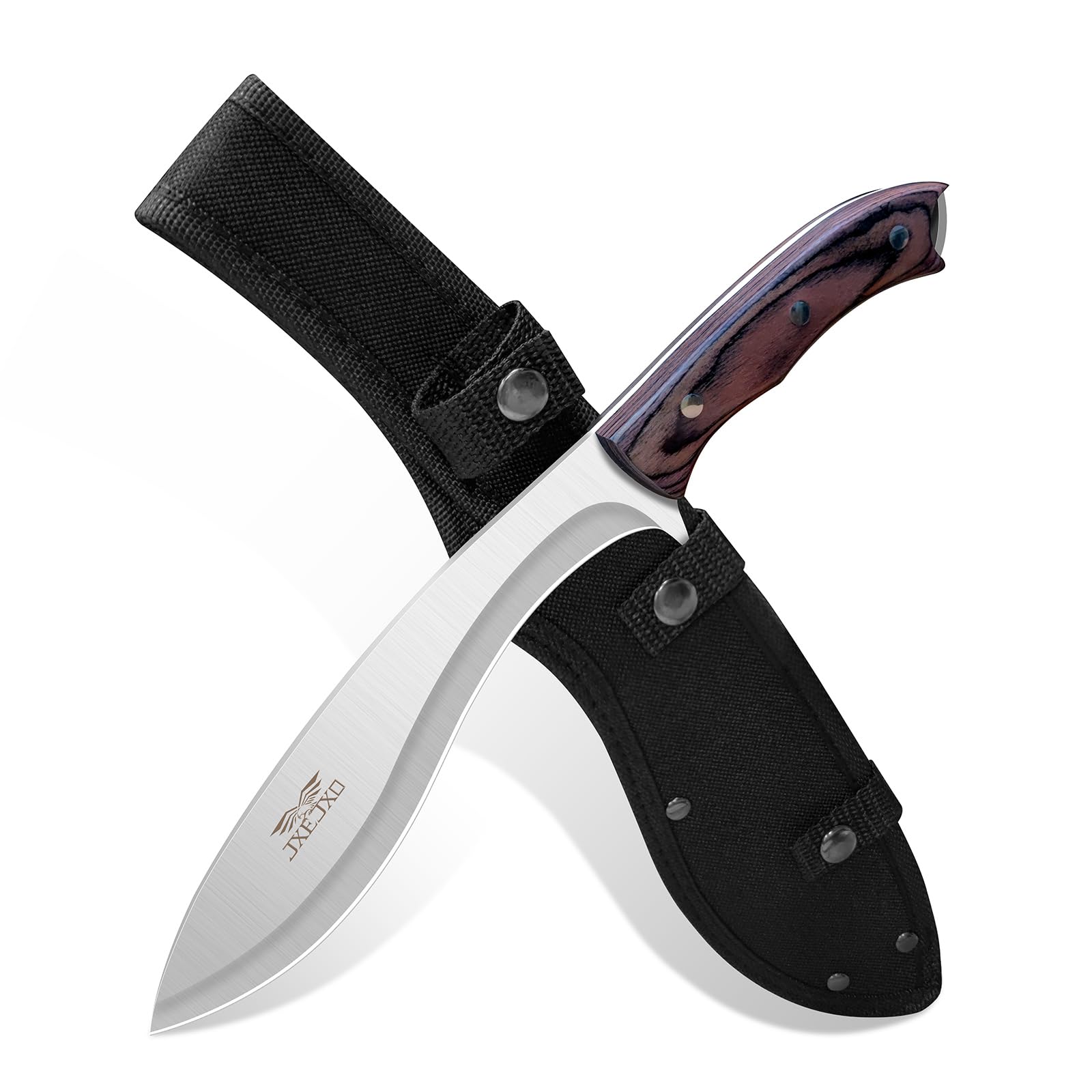 JXE JXO 13.2" Machete, Full Tang Machete for Cutting Trees Heavy Duty, 1065 High Manganese Steel with Nylon Sheath for Yard Work, Bushcraft and