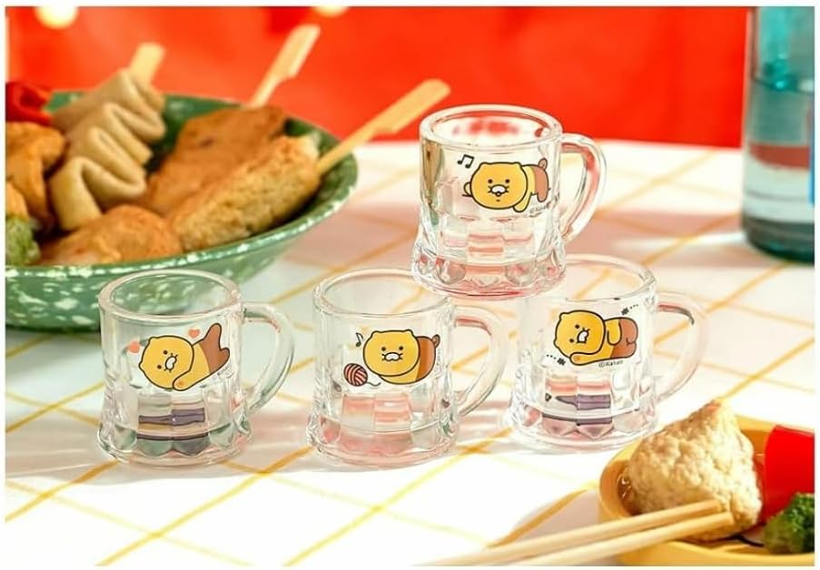 MYTEMS Kakao Choonsik Soju Shot glass set of 4 and Beer Somaek Can Shaped Cups 2p 소주잔 소맥잔 맥주잔