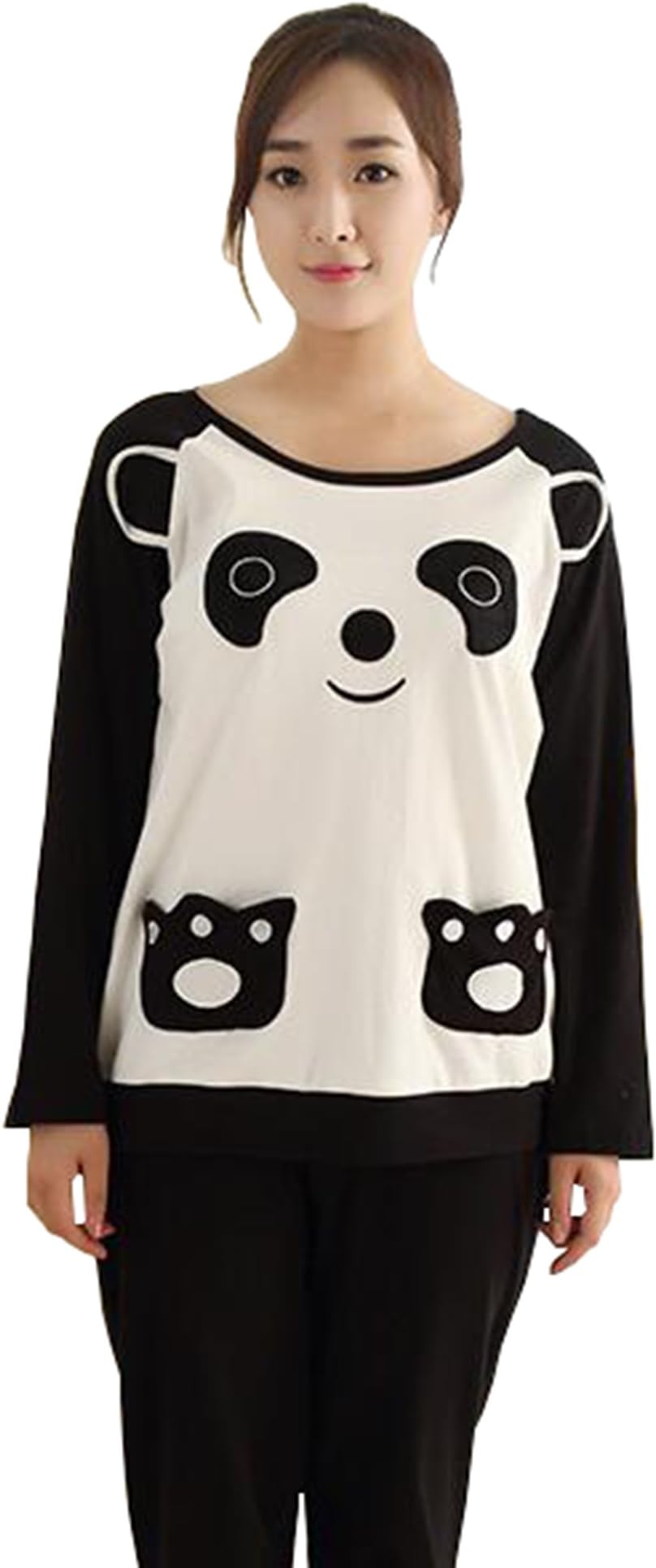 KM Couple Pure Cotton Pyjamas Long Sleeve Nightwear Set #7 Panda (Female XL)
