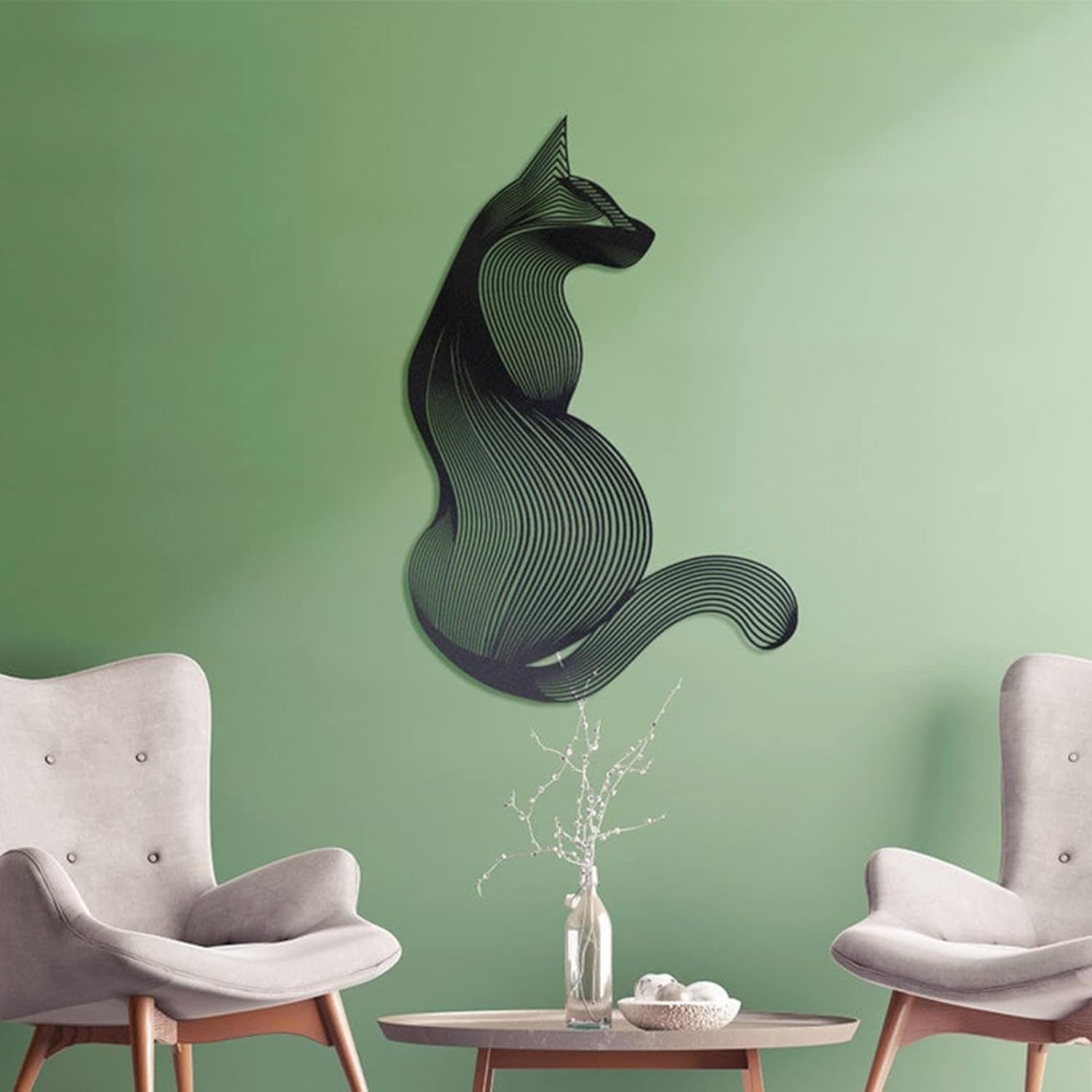 Arte Metallo Gatto da Parete, Scultura Decorativa per Casa, Caffè e Soggiorno