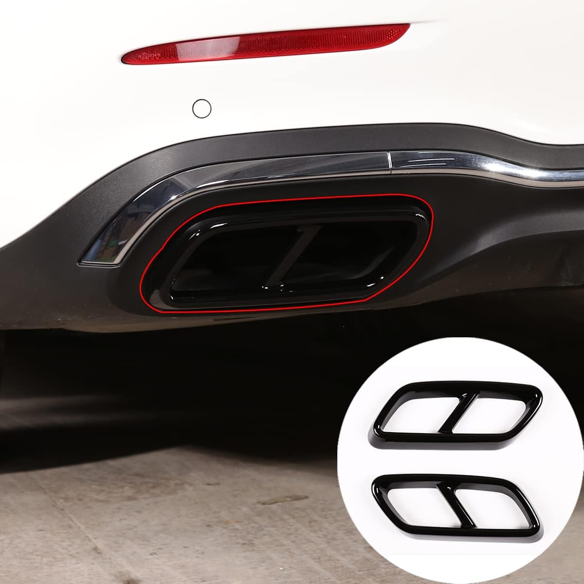 TINKI Car Tail Exhaust Pipe Cover Trim Compatible for Mercedes-Benz W206 C-Class C200 C300 Base Sport Sedan 4-Door 2022 2023 Interior Accessories (ABS, Glossy Black)