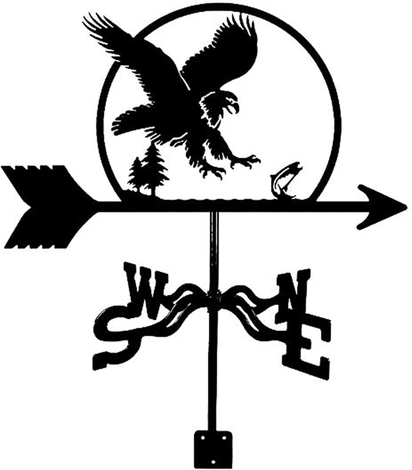 Metal Bracket Wind Vane Eagle Catches Fish Weather Vane Garden Mount Yard Weathervane Retro Durable Scene Decorative Wind Direction Indicator Professionnel Measuring Tool