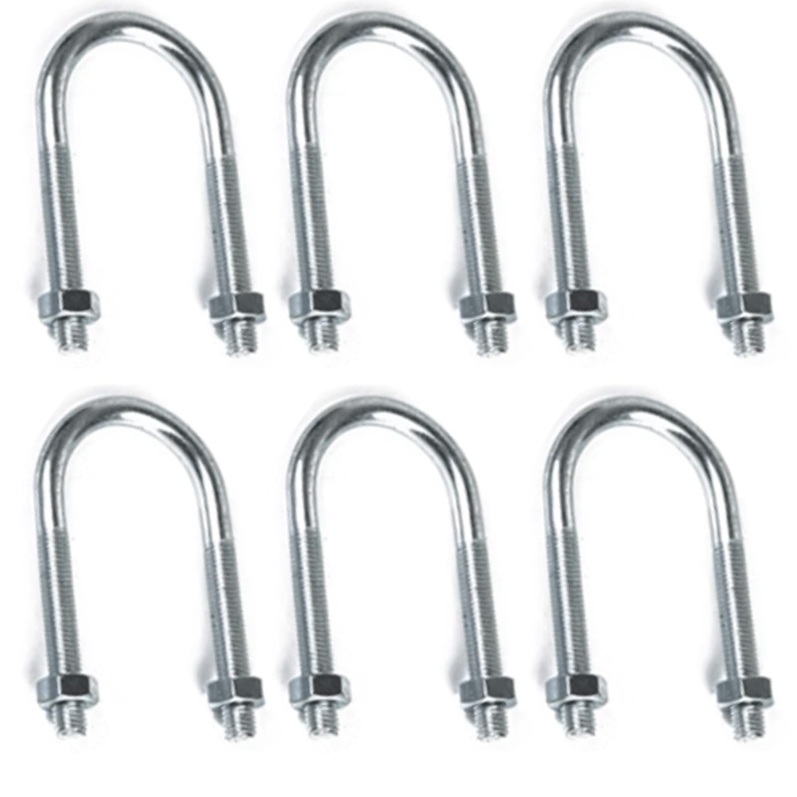 Lot de 6 colliers de serrage M12 en U, clips de fixation for tuyaux en acier au carbone avec écrous for remorque de voilier(M12*100 * 280)