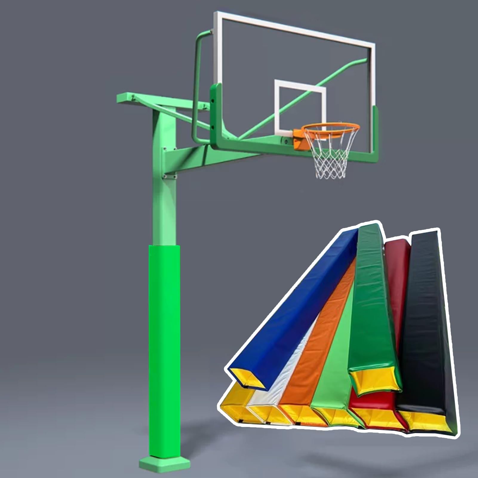 Imbottitura per palo da basket multicolore, 182,9 cm, autoadesivo, resistente alle intemperie, per parco giochi scolastico, cuscino quadrato avvolgente in schiuma (verde chiaro, 13in x13in / 33 x 33