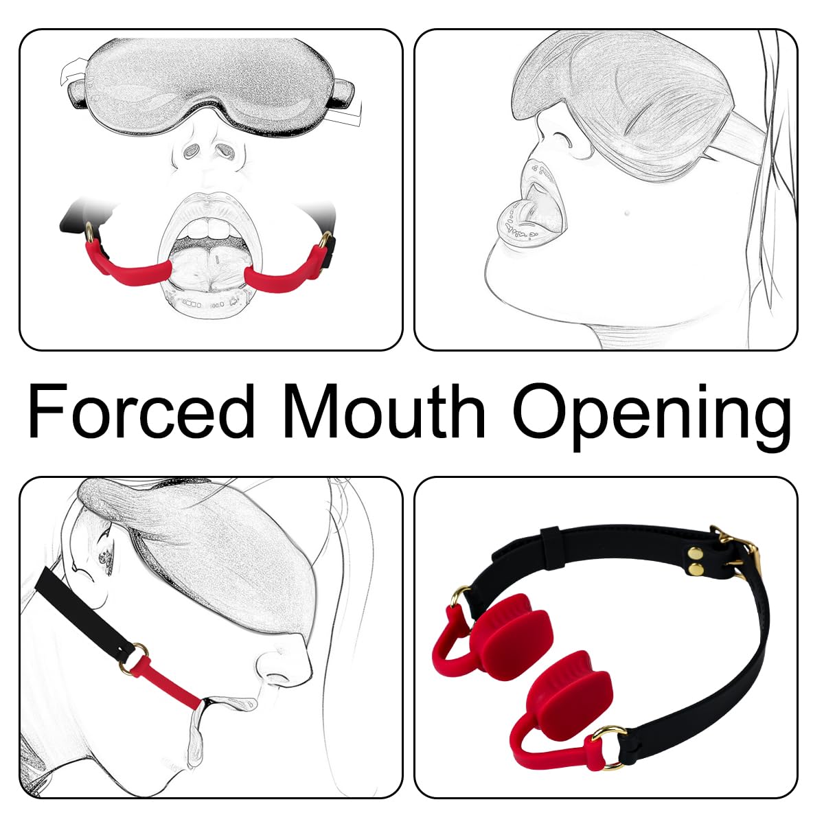 Open Mouth O-Ring Gag with Adjustable Leather Strap,Sex Mouth Plug,BDSM Fetish Restraints Bondage Gags &Muzzles Sex Toys for Couples: Red