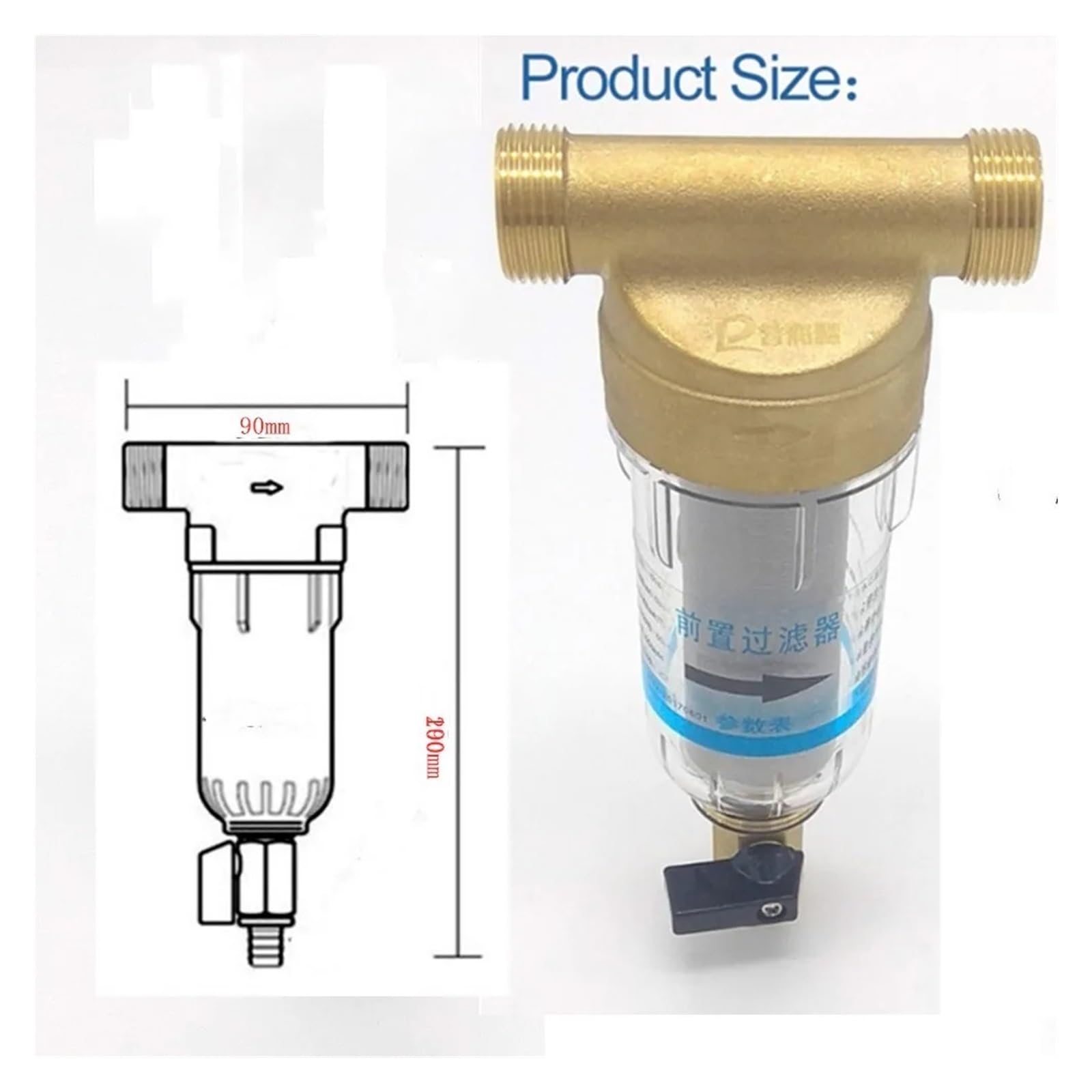 Prefiltro De Agua, Primer Paso Del Purificador De Agua, Prefiltro De Malla De Acero Inoxidable De 40 Micras, Prefiltro For Toda La Casa De 1 Pulgada