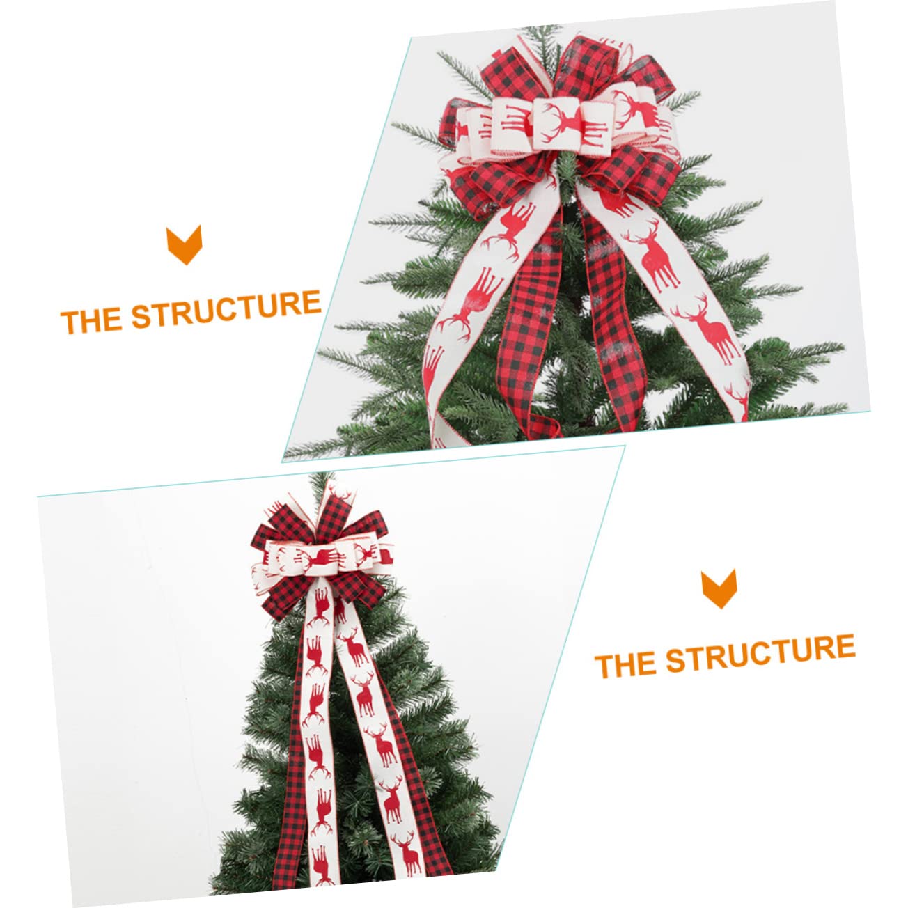 ABOOFAN 2piezas Lazo Gigante De Navidad para Decoración De Árbol Adorno De Bowknot Yute para Fiestas y Bodas Suministros De Festival Navideño