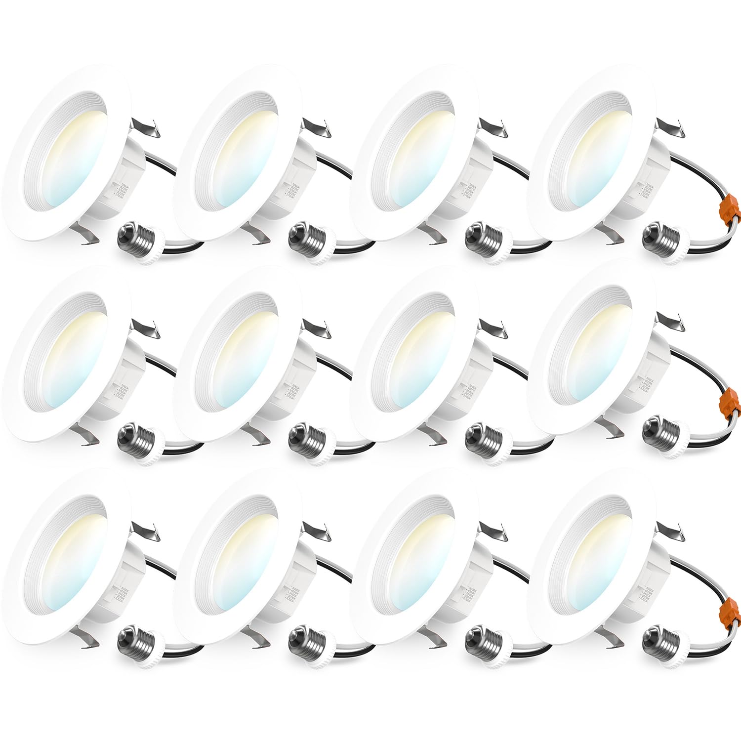 Sunco - Paquete de 12 luces LED empotrables de 4 pulgadas, iluminación de latas, 660 LM, 11 W (equivalente a 40 W), CCT seleccionable 2700K/3000K/4000K/5000K, regulable, embellecedor deflector, kit de