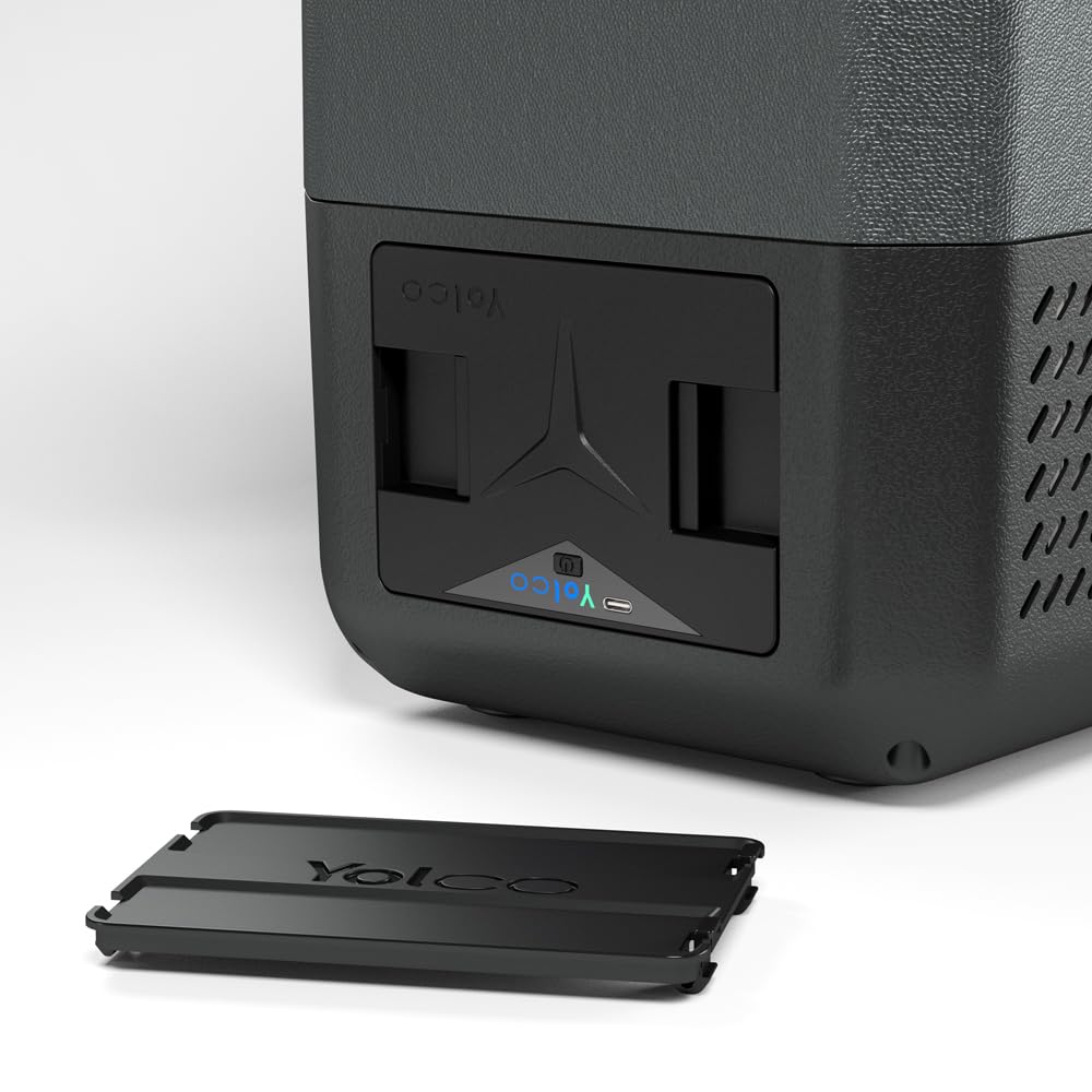 Yolco ET8 Carbon 8L lodówka kompresorowa z akumulatorem SC4B – Przenośna lodówka samochodowa 12V/24V/230V, funkcja zamrażania do -20°C, Cicha mini lodówka na kemping, vanlife i outdoor